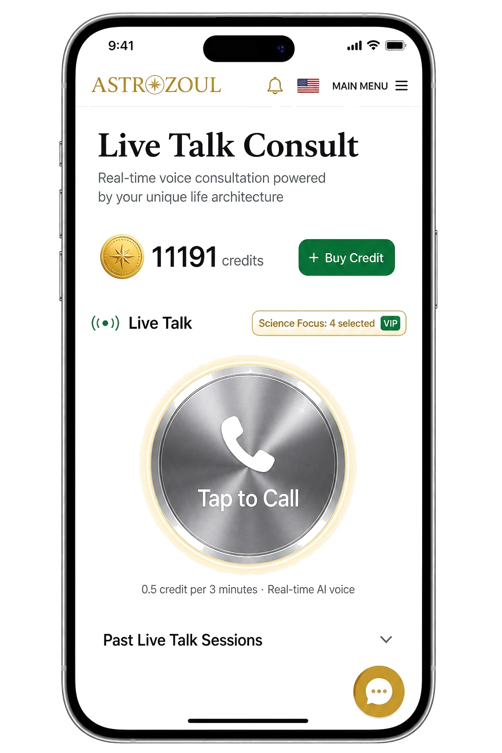 AstroZoul Live Talk voice consultation